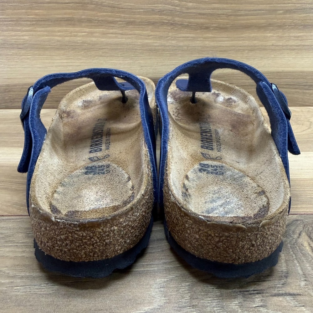 Birkenstock Gizeh Sandals Womens 7 W EU 38 Navy Blue Birko Thong Summer Vacation - Picture 7 of 10